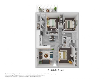 dimensional floor plan of a 1 bedroom005 sq ft floor plan